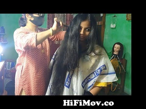 Long hair par cutting ✂️..First time i feel i do wrong haircut in my client  hair.. please comment.. from bangladeshi long hair wife Watch Video -  