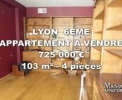 Retrouvez cette annonce sur le site ou sur l&#39;application Maisons et Appartements.nnhttp://www.maisonsetappartements.fr/fr/69/annonce-vente-appartement-lyon-6eme-1946689.htmlnnRéférence : 4223nnLyon 6 Appartement T3/T4 de 103 m² avec garage nA vendre Lyon 6 proche du quai Sarrail et du centre ville, nous vous proposons cet appartement traversant et lumineux dans une résidence sécurisée , sur son terrain, d&#39;un très bon standing, composé d&#39;une grande pièce de vie avec un coin bureau et bib