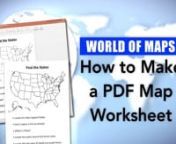 Hi and welcome to the world of maps. In this video, I&#39;m going to show you how to make a pdf worksheet that you can use for an educational lesson plan, or a teacher resource sheet for your students. Whatever you need to do, you can take any of our maps and turn them into blank map outlines with instructions. nnOur maps are completely editable, all the objects, whether they&#39;re text or the land, states, counties, countries, can be customized. You can change the fill, add text, and add graphic eleme