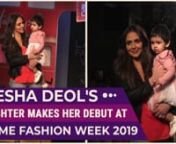 Esha Deol walks down the runway at the day 5 Lakme Fashion Week 2019. She was seen walking with her daughter Radhya Takhtani for Hamleys Ramp Camp. The mother-daughter duo looked adorable walking down the ramp walk together.Delnaaz Irani was also seen stunning the runway for designer Rina Dhaka. The Kal Ho Na Ho actress looked adorable in her chic outfit at the event. Check out the video.