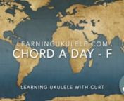 Learn a new Ukulele chord every day of the year. The chord for January 2nd is F. nnFor a further exploration of this chord and its movable form visit the Movable Ukulele Chords series of lessons: https://learningukulele.com/lessons/code/UL200.nnFor the complete Chord a Day lesson and more information on derived chords, alternate fingerings, chord construction, related lesson, etc. visit: https://learningukulele.com/lessons/code/ULCAD0102