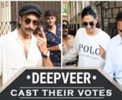 Bollywood&#39;s power couple, Deepika Padukone and Ranveer Singh arrived at their designated polling booth to vote for the Maharashtra Assembly 2019. The Bajirao Mastani actors were both seen in white. Deepika wore a white sweatshirt while Ranveer wore a white dotted shirt. They both paired it with denim of different colors. Post voting, Ranveer posed for the paparazzi, showing off his inked finger while urging people to vote.