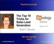 The productivity of a sales force or distributor improves dramatically with a steady supply of qualified leads. So how do you provide your sales team with the leads that will increase their productivity by 200% or more? This fast-paced session introduces the top techniques for B2B lead generation today, from calculating the right number of leads required and setting qualification criteria, to managing lead tracking and reporting.nnIn this webinar, you’ll find out: n•tYour best prospecting me