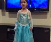 Our 4 year old Sophia is obsessed with Queen Elsa and the movie Frozen.She sings Let It Go in this video with a clip from the movie in the background.Her hand gestures are very similar to Elsa&#39;s in the movie.