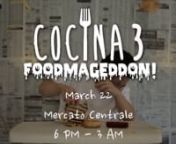 UP Junior Marketing Association presentsnnCocina III: FOODMAGEDDON, a venue filled with artisan/ specialty concessionaires topped with good music and company.nnCome to one of the biggest food bazaars in the metro! Splurge with more than 60 food stalls catering a wide variety of delectable dishes and personal creations onnnMarch 22, 6 pm - 3 amnMercato Centralen34th Street corner 8th Avenue (across MC Home Depot), Bonifacio Global City.nnExperience the explosion of tastes. Bask in both rock and c