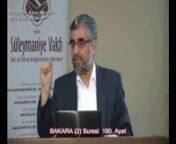 Prof Dr Abdülaziz BAYINDIR&#39;ın, 23 Eylül 2014 tarihinde, Ensar Vakfı&#39;nda yaptığı,