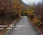 For convenience purposes during watching, three videos in ONE link, are included into my portfolio:nn1. Reflexion of My Land (90 min, Documentary, 2012, Time included: 5:51).nA wide-life documentary film about “Nahar khoran” forest, the biggest forest of Golestan province and people who try to save the forest. Scenes are chosen from “Amoo (Eng. Uncle) Nasir” sequence. “Amoo Nasir” is the oldest woodman in “Nahar Khoran”.nMy role in project: Director of PhotographynMedium: VideonD