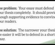 In this tutorial from Bryan College Academic Support, we’re going to talk about how to develop a strong thesis statement in an essay.nA strong thesis is the backbone of an essay that unifies your paragraphs and keeps you on track defending your argument or opinion.nThere are 6 easy steps to creating a thesis you can be proud of.nnFirst, answer the question.nRead the essay prompt from your teacher and ask yourself what kind of paper you need to write.nMost papers come in one of three types.n