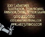 Animation,Illustration Reel for Joey LaBartunek - 06-02-11nnBreakdownnn1 - Verizon Sizzle Presentation - Art design on characters and backgrounds in Photoshop and Illustrator, 2.5D conversion and animation in After Effectsnn2 - Pepsi Kiss Commercial - Hand drawn traditional frame by frame animationof lips - Photoshop &amp; After Effectsnn3 - Esurance Campaign - Vector built and animated UI&#39;s integrated