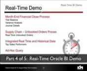 http://www.kpipartners.com/webinar-extend-oracle-bi-to-support-real-time-analytics ... Organizations do not have the ability to wait for a data refresh during critical business times like the financial close process &amp; the management of an enterprise&#39;s supply chain.  See how the innovators at KPI Partners have extended the Oracle BI Applications to support real-time analytics.nnJoin a panel of real-time business intelligence gurus from KPI Partners for this virtual event that will help you u
