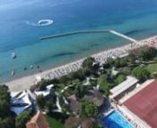 Aerial view of fabulous beachfront family holiday resort in Kuşadası Turkey, SunConnect Atlantique Holiday Club and it&#39;s newest attraction Tortuga Water &amp; Theme Park.
