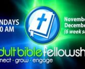 Sunday MorningsnCurrent Class Opportunitiesn​November 8 - December 13, 2015 at 10:00 AM (6 week series)​nnAdult Bible ClassnSanctuaryn​​Joel SimpsonnThis class teaches through a variety of Biblical studies. It is open to adults of all ages and meets in the sanctuary.nnThe Purpose of His ParablesnDinoff Hall - Room 101n​Teacher: ​Pastor Dave LiuzzonStudying the parables of Jesus and how they relate to us today.nn​​Ladies&#39; ClassnDinoff Hall - Room 102n​Judy Pieratt &amp; Nancy Ro