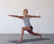 www.yoga15.comnnThis version of High Lunge helps to unlock the hips and pelvis; stretches the abs, hamstrings and hip flexors; opens up the hips; strengthens the feet, ankles, legs, glutes, back, shoulders and arms; and improves balance, focus and concentration.
