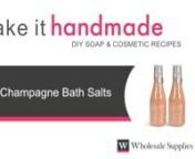 Learn how to make bath salts that look like bottles of pink champagne! This product is made with pink Himalayan salts and is complemented with Pink Champagne Fragrance. The foil wrapper on top completes the look.nn