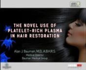 http://hai.rs/prphairtraining - WEBINAR: Novel Use of Platelet-Rich Plasma for Hair Regrowth in Androgenetic AlopecianAlan J. Bauman, MD, ABHRS, FISHRSnnnDr. Alan J. Bauman, hair loss expert, author and leading educator will discuss the current science and best practices in the clinical application of PRP for hair regrowth, followed by a Q&amp;A session with Dr. Lisbeth Roy. nnDespite the fact that the evidence of the efficacy of PRP for a multitude of medical conditions continues to grow, there