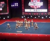This is Woodlands Elite&#39;s Senior Level 5 team, Generals, competing at the NCA National Championship cheerleading competition at the Kay Bailey Hutchison Convention Center in Dallas, TX on 2/28/15. They were in 1st place out of 42 teams with a score of 97.65 after Day 1.They are from Oak Ridge North, TX.