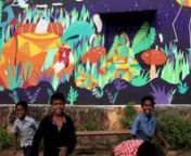 This time-lapse shows the process, the sheer energy of the kids and the handwork that went into it creating the mural “Imagine”. Hope you enjoy it!nKalpanadham translates to “House of Imagination”. nOur good friend Shalini Krishnan, had quit her job at Adobe and had moved (as a part of an SBI Fellowship) to the rural village of Kankia in Orissa, India to start an art program for the local school which was run by an NGO called Gram Vikas. The art program was created to initiate creative t