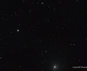 Comet 46P is named after the man who discovered it. 46P orbits the sun every 5.4 years. It will be closest to the earth on Dec 16, 2018. The 16-second video was made from 160 32-sec subs that were processed by PixInsight and assembled in Adobe Premier Pro.