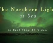 This 3-minute music video, in 4K, features exclusively real-time videos of the Northern Lights, shot from at sea along the coast of Norway in March 2019.nnIn this video there is no time-lapse and none of the sequences are sped up. The motion is as the eye saw it, though the camera, even in short exposures, picks up the colours better than the eye. Nevertheless, this provides a good approximation of what the eye sees during a good display of aurora. nnThe green is from glowing atomic oxygen; the