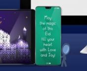 Happy Eid! Eid Mubarak!nAfter Effects project link: https://1.envato.market/ja3WannThis year send your wishes and greetings with a special concept animated card! nInkman, a cute stick cartoon character (stickman) will compose your EID wishes!nCombine, hi tech environment (smart-phones, computer monitors, drones &amp; tablet screens) with traditional Islamic elements (crescent moon with stars, Mosques &amp; Ramadan lanterns) nCelebrate Muslims’ blessed Festival of Eid in a responsive &amp; colo