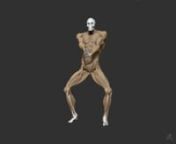 trabajo de escultura digital; a partir de un esqueleto articulado, dar pose y esculpir los grupos musculares mas expuestos de un humano