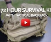 The Ready ProjectnnIt’s a lifestyle, a state of mind. By being prepared we can eliminate fear and know with confidence we are ready to take care of ourselves and our loved ones when hard times demand. nnThe Tactical Backback 72 Hr Survival Kit by The Ready Project is loaded with food, water, and quality survival necessities.nnThe backpack itself is a military style tactical backpack made of heavyweight waterproof canvas. The pack features large zippered compartments, padded adjustable shoulder