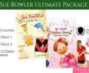 This Sue Bowler ULTIMATE package contains 3 courses: nn•tBalloon Décor 1n•tBalloon Décor 2n•tOrganic and Classic Centrepieces(You effectively get this for FREE!!)nnBalloon Décor 1nnThis course contains 15 designs, split into 5 different topics that are designed to build your skillset from beginner to creative! Each of the 5 topics contain 3 levels, level 1 is designed to give you the real fundamental skills to make a simple but effective design and each level builds on those technique