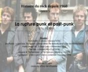 Histoire du rock depuis 1960nnSéance 5 : La rupture punk et post-punk (1976-79)nnÉcoutes :nPatti Smith : « Gloria » (Horses/1976)nSex Pistols : « God Save The Queen » (Never Mind The Bollocks Here’s The Sex Pistols/1977)nPublic Image Ltd. : « Swan Lake » (Metal Box/1979)nThe Slits : « Instant Hit » (Cut/1979)nSiouxsie &amp; The Banshees : « The Staircase (Mystery) » (1978)nJoy Division : « She’s Lost Control » (Unknown Pleasures/1979)n nMots-clés :nTrente Glorieuses, Margaret