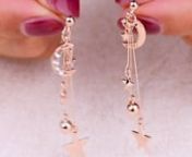 Star Moon Dangle Earrings Rose Gold Plated from dangle