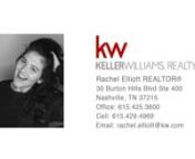 104 Albee Ct Hermitage TN 37076 &#124; Rachel Elliott nnRachel ElliottnnRachel is a Nashville native and not your average realtor. In addition to selling real estate, Rachel has professional training in the makeup artistry and the beauty industry sales which helps her capture all the energy and excitement in the home buying/selling process. She&#39;s a proud rescue cat mom, and loves working with other pet owners to find their dream homes!nnrachel.elliott@kw.comn(615) 429-4969n nhttps://real3dspace.com/3