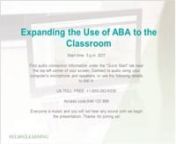 Join us for a webinar on the effective use of Applied Behavior Analysis (ABA) in school settings with Dr. Amanda Kelly, Ph.D., BCBA-D, LBA aka Behaviorbabe™.nnWhether you’re an ABA provider, a school administrator or educator, the application of ABA in the classroom setting can have a measurable impact on behavior for both children who with a diagnosis of autism spectrum disorder as well as children with other behavioral challenges. We’ll discuss application of ABA in schools, along with o