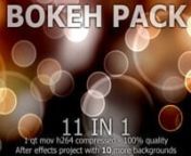 Videohive link: https://1.envato.market/bokeh-packnnHi there! In front of you is a great bokeh animation pack in 11 versions!nPlease note that if you purchase and download this, there is an only first video included as quickntime video file.nDetails:n- file size 130mbn- 60 seconds longn- compressed with mov h264 codec with the highest quality (100%)n- full hd 1920×1080 resolutionnnIf you want any of other (2-11) animations, you need to have after effects cs4 installed.nIf you don’t have any e