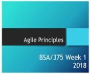 Download 2018 BSA/375 Tutorials today @ http://UOP-Tutorials.info/bsa375.htmlnnIncludes 3 Full Presentations withSpeaker Notes, Handouts, &amp; Plagiarism Checks!! A+ Work!nnIndividual: Agile PrinciplesnInstructions:nResource: Principles behind the Agile ManifestonCreate an 8- to 12-slide Microsoft® PowerPoint® presentation thatnsummarizes the Agile Manifesto. Include speaker notes.nPresent at least two points of praise (i.e. Agile principles you believenare positive/productive).nPresent at