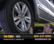 Dan O&#39;Brien Kian158 Manchester StreetnConcord, NH 03301n(888) 568-7162 nnHi Folks, John again at Dan O&#39;Brien Kia in Concord, New Hampshire. Today I&#39;m here to talk to you about getting your vehicle winterized because you know we do have harsh and severe winters up here in New Hampshire. nnFolks here at Dan O&#39;Brien Kia, we offer a winter tire package. It will help to get a better grip in the snow and winter weather. We have packages that offer wheels and steel rims for you. So you don&#39;t have to da