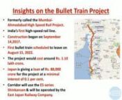 Daily dose of knowledge with Edu-Drives brings you the video of General Awareness- INSIGHTS ON INDIA&#39;S FIRST BULLET TRAIN PROJECT. In this video, team Edu Drives has covered all the important points you need to know about this India-Japan Bullet Train project, from the specifications to the cost involved. This topic is extremely important for students who are preparing for government exams. Make use of our video lecture series to start preparing for General Awareness section. We believe that our