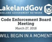 Click on Read More Now (Below).nnTo search for an agenda item use CTRL+F (on PC) or Command+F (on MAC)nPLAY video and click on the item start time example: ( 00:00:00 )nnLink to related Agenda: http://www.lakelandgov.net/media/6471/3-27-18-ceb-revised.pdfnn(00:01:30)n1070112064333, LCE14-03054, LCE14-03072, 410 W PALM DRnLCE14-00680, LCE15-03849, 610 E MYRTLE ST #PLnLCE15-08648, 1143 W 5TH STnLCE17-03488, LCE17-07235, 631 W 6TH STnOwner(s): TERRY L ELLISnn(00:11:50)n1140013076371, 224 HULL STnOw