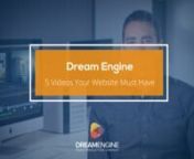 http://www.dreamengine.com.au/news/5-website-videos/nnWhen visitors come to your website it&#39;s crucial to grab their attention quickly. If your website doesn&#39;t stand out immediately theres a good chance visitors will go somewhere else. With that in mind, here are 5 videos to have on your website that will grab attention and connect with your audience.nn0:23 Home Page Videon1:18 About Us Videon1:51 Case Study Video n2:08 FAQ Vidoesn2:26 Product VideosnnTo find out more about the 5 videos mention