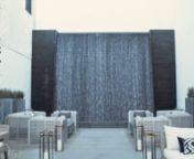 The impressive textured stone water wall situated at the Restoration Hardware&#39;s outlet, RH Modern in Beverly Hills is the main attraction and focal point of the outdoor lounge space.  More than 500 gallons of water cascades down the 16 ft. tall textured stone wall, generating the mesmerizing white water effect that can be viewed from the street. We created a water feature that was worthy of the upscale design location, and that merges effortlessly with the sleek furniture that&#39;s showcased.