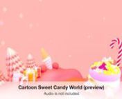 10 sec. seamless looped cartoon sweet candy world motion graphics. Various types of desserts and decorative elements: cupcake with buttercream frosting and cherry, ice cream, red and white stripes pattern peppermint candy cane, sugar candy, colorful chocolate ball, three tier birthday cake, whipped cream, cookies, star shape biscuit with icing and sprinkles, tree, flower, wooden fence, arrow road sign, gift box with ribbon bow.nnHD: https://videohive.net/item/cartoon-sweet-candy-world/19971404nn