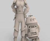 Hera and Chopper from Star Wars Rebels sculpted in ZBrush and rendered in Keyshot.