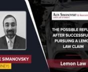 autolemonlaws.com/nnAlex Simanovsky &amp; Associates, LLCnNational Headquartersn2300 Henderson Mill Road,nSuite 300nAtlanta GA 30345n(844)-885-3666nUnited StatesnnEvery state has its own formula for calculating refunds sought by lemon law claims. In the majority of states, this formula is based on the actual purchase price of the vehicle, including associated fees. If you look on the sales contract of your car, you will find the original purchase price in addition to several fees (i.e., sales ta