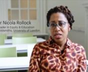 Professor Nicola Rollock is a consultant, academic and inspirational public speaker, specialising in racism and racial justice in educational establishments and the workplace.nnShe is best known for her research on black female professors. In 2018, there were just 25 black British female professors in UK universities. Nicola took an interest in this and produced a report entitled Staying Power which delved into the challenges of this minority group of women. The findings of the report had ripple