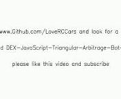 Go to Github and search for the user LoveRCCars and find the project DEX Triangular Arbitrage Bot here the link https://github.com/LoveRCCars #cryptoeducation101 #cryptoasset #cryptosafe #cryptovolatility #btc #bitcoin #cryptocapital #cryptoinvestment #ethereum #cryptonewsfeed Introduction: JS DEX Triangular Arbitrage Bot v5 is a software solution that automates the triangular arbitrage trading process. It is designed to identify and exploit price discrepancies between different cryptocu