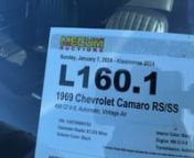 Walk-around video of L160.1: 1969 Chevrolet Camaro RS/SS crossing the block at Mecum Kissimmee 2024.