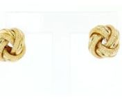 https://www.ross-simons.com/928184.htmlnnGive her a thoughtful gift she&#39;ll treasure! Crafted in Italy, these love knot earrings are a classic design in textured and polished 18kt yellow gold. She will wear them now and forever. Post/clutch, 18kt yellow gold love knot stud earrings.