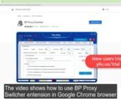 BP Proxy Switcher is an extension designed for switching proxies in Google Chrome browser, Firefox browser, and Microsoft Edge browser.nnText tutorial: https://yilu.us/integration/bp-switcher-integrate-with-yilu-proxynn� Download YiLu proxy: https://yilu.us/downloadn� YiLu Proxy trial: https://yilu.us/trialn� New users promotion: https://yilu.us/faq/yilu-promotion-for-new-users