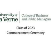 Ceremony #7nnTitle: College of Business and Public Management Class of 2023 Commencement CeremonynnDate: May 27, 2023nnStart Time: 6pm