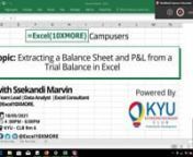 The above video ofexplains the concept ofhow to extract a Balance sheet and P&amp;L statements from a Trial Balance..Copy and Paste the link below in your search boxto download the support file used in this video for practice. &#62;&#62;https://drive.google.com/file/d/1C7t8xphu85vR7ZEA-0ONvAZuzSH8Vhdu/view?usp=sharing