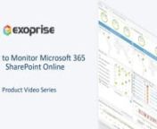 In this video, we’ll cover the basics of getting started with Exoprise CloudReady and how to set up your first sensor to monitor Microsoft 365 SharePoint from your own locations or behind the firewall. You will learn how to quickly install the management client, add a private site, deploy a SharePoint sensor and visualize the data in the CloudReady platform all in under 5 minutes. CloudReady supports deploying private sensors behind your firewall or public sensors in the cloud for synthetic tr