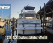 This 1981 Bertram 58 motoryacht provides a unique lifestyle option. Consider this a three bedroom, three bath condo. On the water. For two hundred sixty thousand dollars.nnIf you want a yacht for cruising, however, this one&#39;s might be for you.nnSide Tracked is a classic Bertram motor yacht that weighs in at 87 thousand pounds. It is stable in rough water due to it&#39;s deep V design.nnThe fiberglass hull is seventeen feet eleven inches wide with a flybridge, main deck, salon level, and full galley.